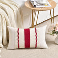 Fancy Homi Set of 1 Boho Red Lumbar Decorative Throw Pillow Cover 12x20 Inch for Couch Bed Sofa Chair, Modern Organic Farmhouse Home Decor, Soft Cotton Cute Accent Rectangle Cushion Case