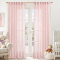 LAMIT 95 Inches Long Pink Linen Curtains for Living Room, Back Tab and Rod Pocket Semi Sheer Curtains Light Filtering Farmhouse Drapes for Bedroom/Dining Room, Set of 2, 52 x 95 Inch