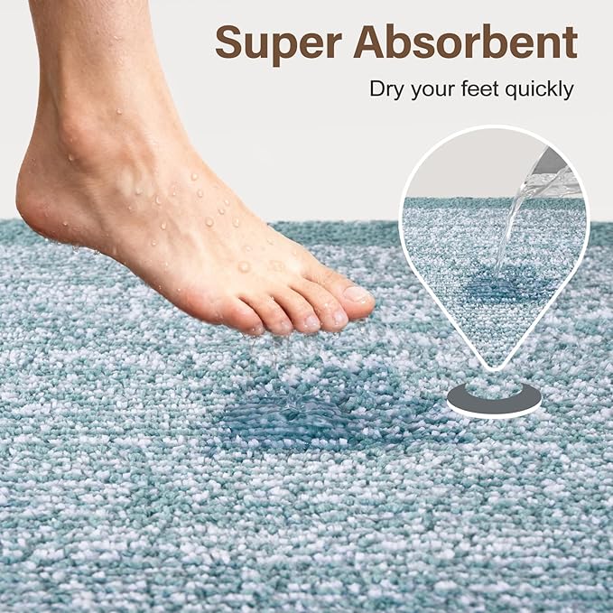 Bathroom Rugs 30x20 Non Slip Washable, Dusty Blue Bath Mat for Bathroom Floor Tub, Soft Absorbent Quick Dry Mats for Shower, Bathtub,Home Decor