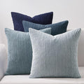 Topfinel Decorative Throw Pillow Covers Dark Blue Navy Series,Summer Corduroy Striped Toss Pillows for Couch,Patio,Balcony,Children Bedroom,Modern Fluffy Green Gradient Shams 20x20 Inch Set of 4