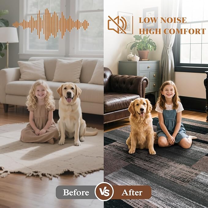 LIANLAM 10x14 Washable Area Rugs for Living Room and Bedroom, Vintage Checkered Pattern Non-Slip Carpet, Stain Resistant Low Pile Soft Rug for Dining Room,Office,Nursery,Kids Room(10x14,Chocolate)