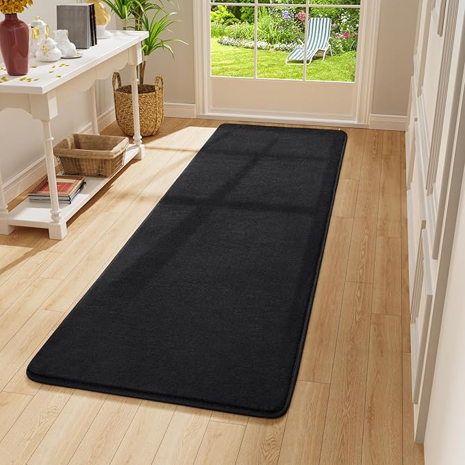 Amearea Modern Soft Hallway Runner Rug, 2x8 Feet Area Rug Runners for Hallways, Washable Runner Rugs, Non Slip Memory Foam Rug Black Runner Rugs Carpet for Entrance Kitchen Kids Room Decor