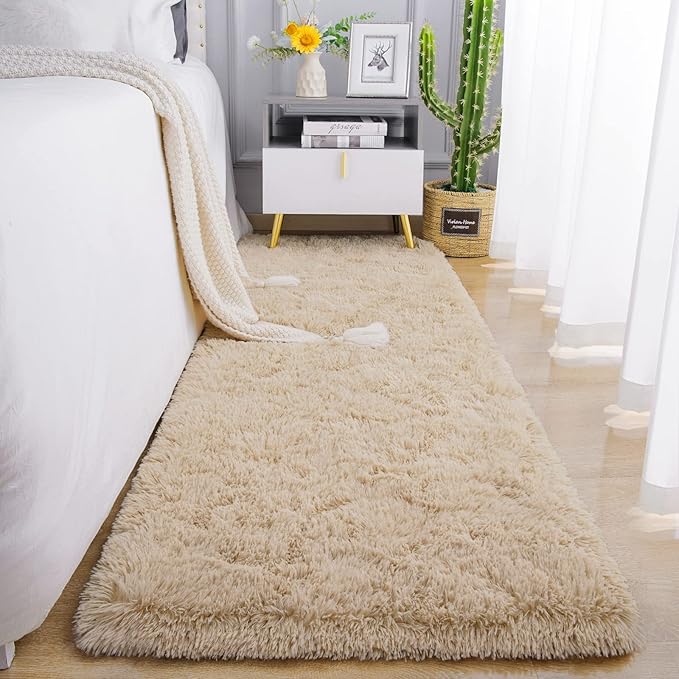 Chicrug Soft Runner Rugs for Bedroom Living Room Plush Fluffy Rug 2x7 Feet, Shag Furry Area Rug Carpet Non Shedding for Nursery Children Kids Girls Room Home Decorative, Camel