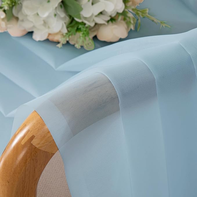 OWENIE Light Blue Sheer Curtains 84 inches Long for Bedroom Living Room 2 Panels Set, Privacy Rod Pocket Light Filtering Voile Sheer Curtains, Airy Farmhouse Curtains, 42Wx84L inch, Sky Blue