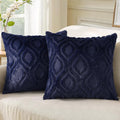 decorUhome Summer Throw Pillow Covers 22x22 Inch Set of 2, Soft Plush Faux Wool Navy Blue Solid Couch Pillow Covers, Accent Euro Sham Farmhouse Neutral Square Pillow Cases for Sofa Bed Living Room