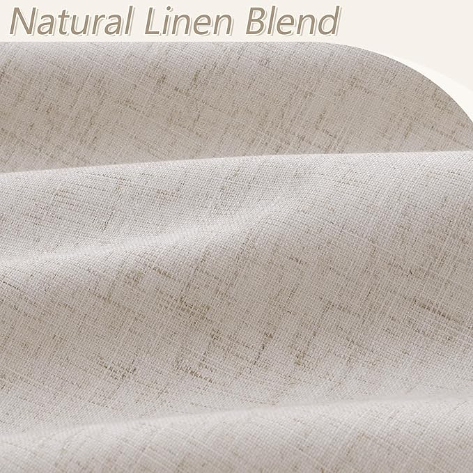 Guken 100% Blackout Curtains 102 Inch Length 2 Panels Set for Living Room Bedroom Back Tab Thermal Insulated Black Out Linen Drapes Room Darkening Window Curtains 102 Inches Long, Sand Beige