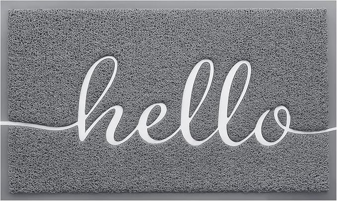 BeneathYourFeet Door Mat (36"x24",Grey) Welcome Mat Low Profile Front Doormat Indoor Outdoor Door Non Slip Rugs for Entryway, Patio, High Traffic Areas