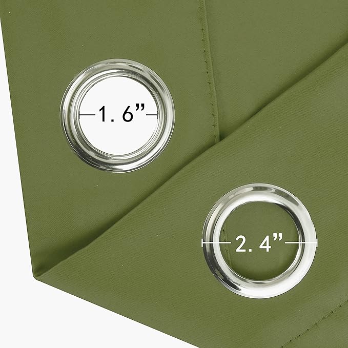 LEMOMO Olive Green Thermal Blackout Curtains/38 x 63 Inch/Set of 2 Panels Room Darkening Curtains for Bedroom