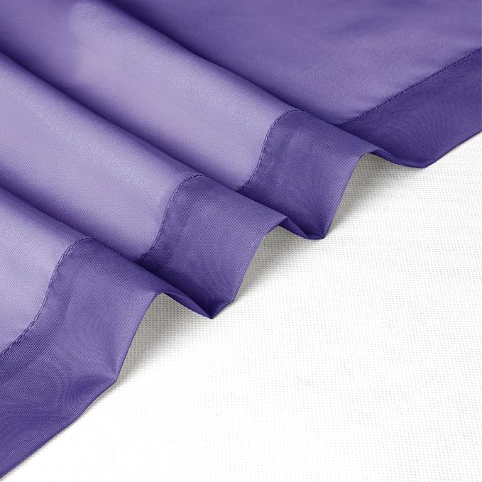 Chyhomenyc Sheer Curtains 63 Inch Length 2 Panels, Light Filtering Rod Pocket Window Sheer Curtain Drapes for Bedroom Living Room, 42Wx63L, 2 Panels, Purple