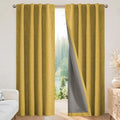 Joydeco Linen Blackout Curtains for Bedroom - 100% Light Blocking 1 Panels, Yellow Drapes 70" W x 90" L, Thermal Insulated Room Darkening Curtains for Living Room, Rod Pocket & Back Tabs