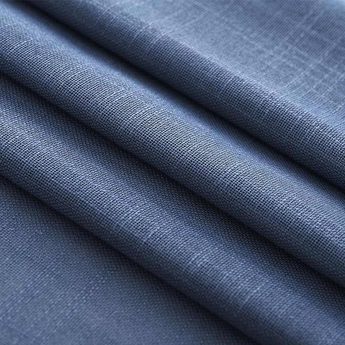 Navy Blue Curtains 102 inch Length for Bedroom Back Tab Light Filtering Semi Sheer Blue Living Room Curtains Linen Cotton Textured Indigo Blue Drapery Panel Modern Aesthetic Decor 42" Wx102" L