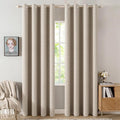 MIULEE 90 Inches Linen Textured Curtains for Bedroom 100% Blackout Thermal Insulated Taupe Grommet Room Darkening Curtains & Drapes Luxury Decor for Living Room Nursery 52 x 90 Inch (2 Panels)