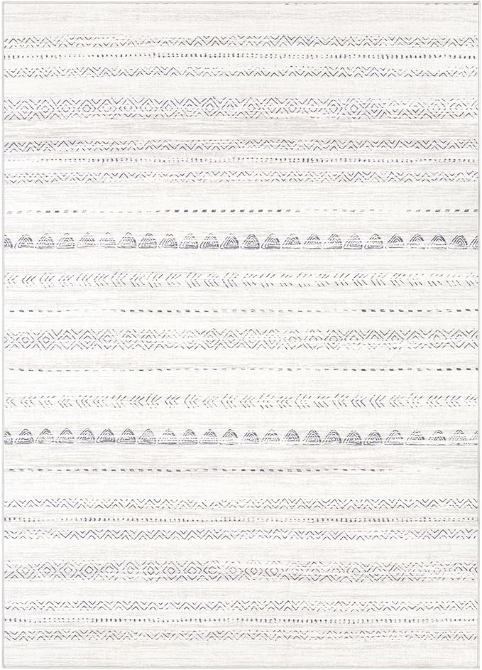 Nakagishi 6x8 Area Rugs Living Room: Washable Boho Large Neutral Soft Farmhouse Rug Stain Resistant Modern Indoor Floor Non-Slip Carpet for Bedroom Nursery Kids Playroom Office Dining Room Dorm- Gray