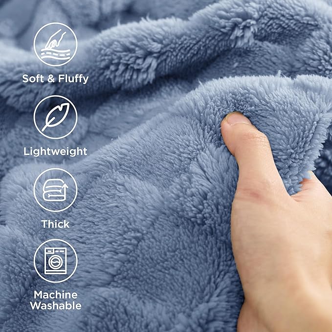Bedsure GentleSoft Ashley Blue Twin XL Blanket for Bed - Super Soft Cozy Fleece Blankets for Kids, Cute Throws for Girls, Dorm Room Essentials Teens Back to School, 66x90 Inches