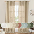 LAMIT Brown Linen Curtains 84 inches for Bedroom, Faux Linen Textured Light Filtering Drapes Back Tab and Rod Pocket Boho Burlap Panels for Farmhouse/Living Room, 2 Panels, 52 x 84 Inch