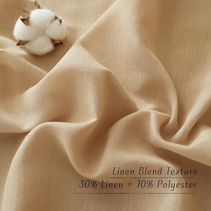 NICETOWN Burlap Linen Kitchen Window Curtains Over Sink, Grommet Thick Linen Burlap Short Window Treatments Privacy Assured with Light Filtering for Bedroom/Bathroom, W34 x L36, 2 Panels