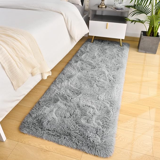 LOCHAS Ultra Soft Indoor Modern Area Rugs Fluffy Living Room Carpets for Children Bedroom Home Decor Nursery Rug 2x4 Feet, Gray