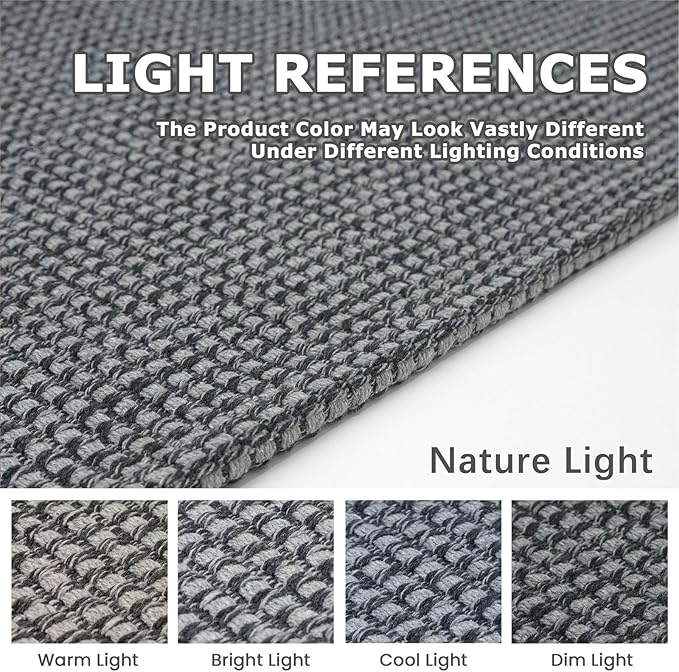 KOZYFLY Runners for Hallways 2x7 ft Washable Kitchen Runner Non Slip Rubber Backed Hall Runners Cotton Entryway Runner Rugs Floor Carpet for Indoor Backdoor Bedroom Kitchen, Grey/Dark Grey