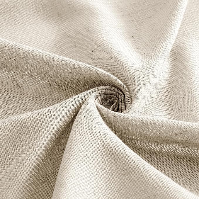 MIULEE Beige Linen Curtains 45 Inch Length 2 Panels for Bedroom Living Room, Soft Linen Textured Window Drapes Semi Sheer Light Filtering Back Tab Rod Pocket Farmhouse Modern Burlap Look Decor
