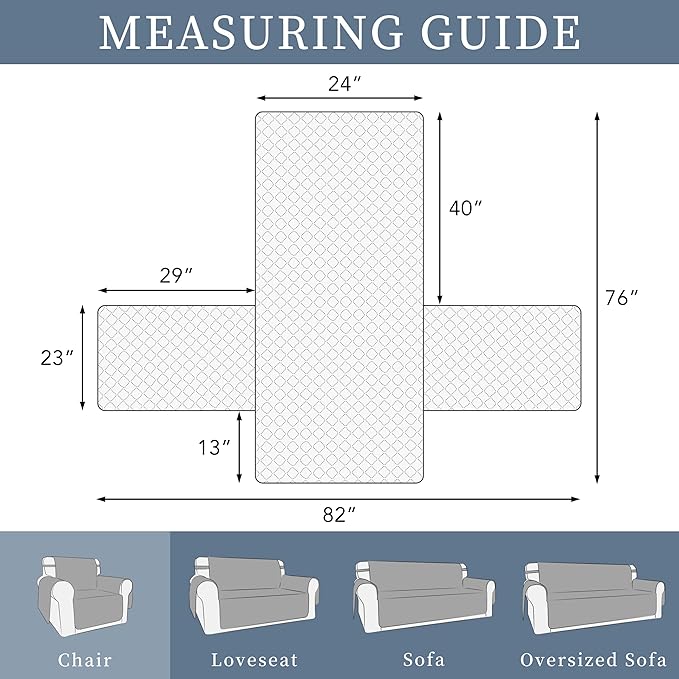 ISSUNTEX Double Protection 100% Waterproof Chair Sofa Cover for Living Room, Reversible Furniture Protector for Dogs, Pets, Kids (Chair, Dark Gray/Beige)