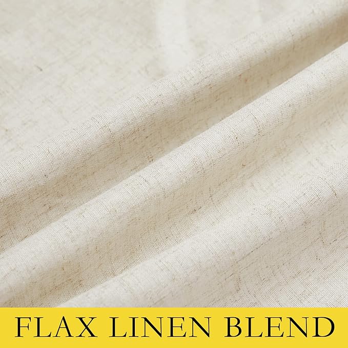 NICETOWN Full Blackout Natural Linen Curtains 102" Length with Thermal Insulated Liners for Living Room, 2 Panels, 62 inches W, Farmhouse Style Keep Warm Large Window Draperies for Hall