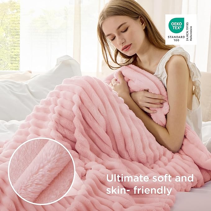 Bedsure GentleSoft Pink Throw Blanket for Couch - Mothers Gifts Day Birthday Gifts for Teen Girls Sister, Soft Cozy Cute Small Fleece Throw Blanket for Women, Coral Pink Room Home Decor, 50x60 Inches
