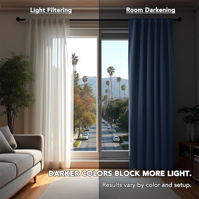 Deconovo Blackout Curtains, Thermal Insulated, W42 x L84 2 Panels, Back Tab, Machine Washable, Room-Darkening Drapes for Bedroom/Living Room Stone Blue