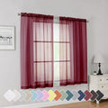 Simplebrand Rod Pocket Top Solid Voile Sheer Curtains for Bedroom, 54 Inch Length Drapes Set of 2, Lightweight and Light Filtering Elegant Red Curtains Panels Window Treatment, 42W×54L, Burgundy
