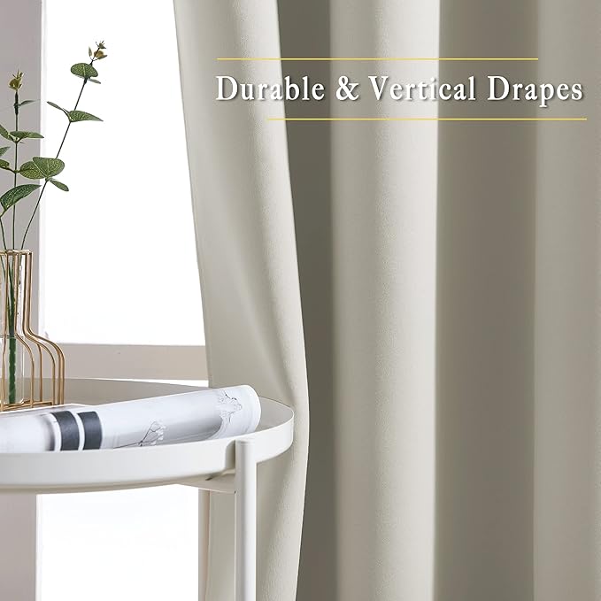 NICETOWN Natural Room Darkening Bedroom Curtains 96 inches Long, Grommet Thermal Insulated Room Darkening Window Treatments Sound Reducing for Living Room, W46 x L96, 2 Panels