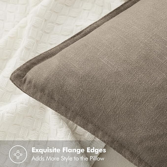 MIULEE Decorative Linen Pillow Covers 18x18 Inch Tan TaupeBoho Farmhouse Neutral Winter Couch Throw Pillows for Bed Pack of 2 Accent Modern Pillowcase Sofa Livingroom Home Decor