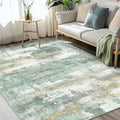 BEIMO 3x5 Rugs for Entryway Entrance Kitchen, Machine Washable Modern Abstract Soft Area Rug, Low Pile Indoor Floor Carpet with Non Slip Backing, Light Green/Cream