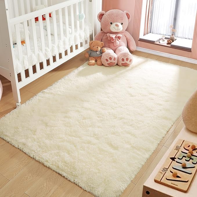 LOCHAS Ultra Soft Indoor Modern Area Rugs Fluffy Living Room Carpets for Children Bedroom Home Decor Nursery Rug 2x3 Feet, Light Champagne