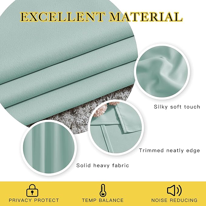 NICETOWN Aqua Blue Curtains 96 inches Long, Grommet Thermal Insulated Blackout Curtains Privacy Window Treatments for Boys Room/Living Room, W46 x L96, 2 Panels