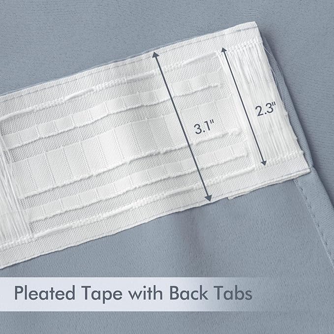 MIULEE Light Blue Back Tab Blackout Curtains 90 Inches Long 2 Panels Set for Living Room Bedroom Privacy, Rod Pocket/Pinch Pleat Thermal Insulated Room Darkening Pleated Light Blocking Drapes