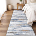 3x7 Washable Runner Rug for Family: Easy-to-Clean Runners for Hallway Entryway Kitchen Bedroom - Stain and Water Resistant Rugs with Non-Slip Backing - Soft Low-Pile Carpet Navy Grey