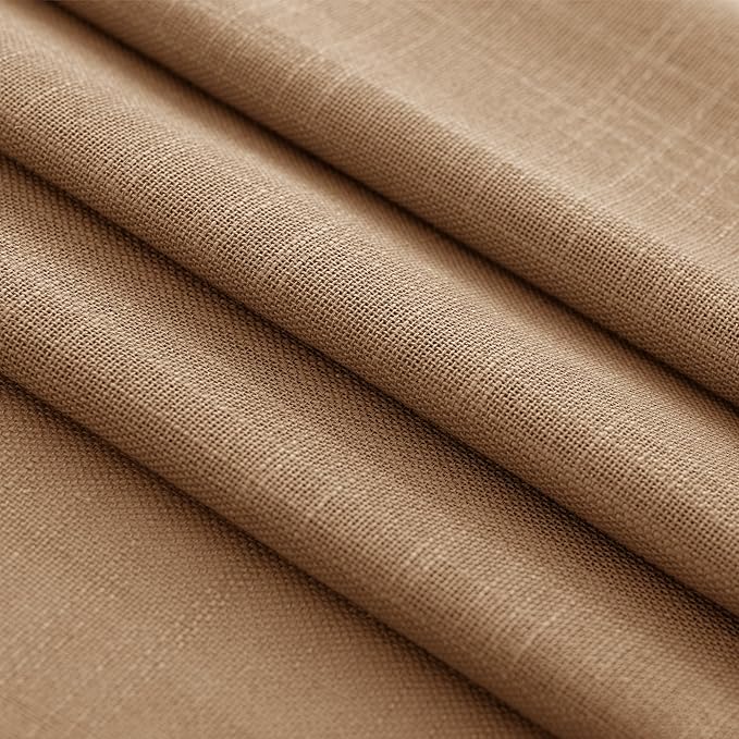 Brown Curtains for Living Room Back Tab Modern Farmhouse Semi Sheer Brown Curtains 63 inches Long 2 Panels Set Muted Neutral Window Curtain for Dining Room Bedroom 52x63