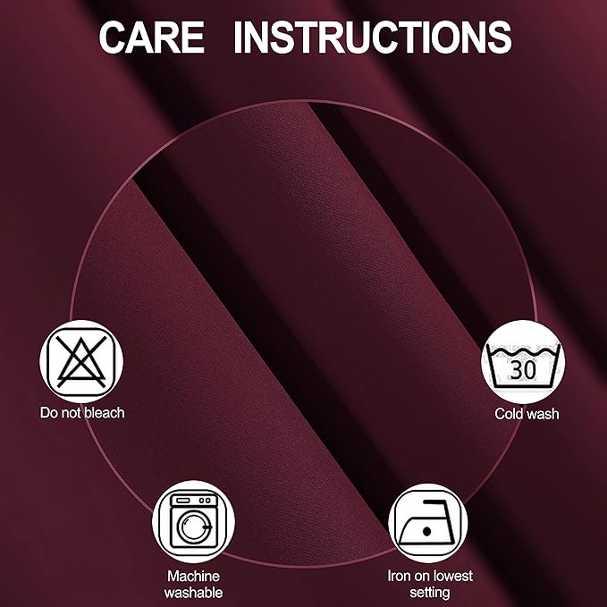 LEMOMO Burgundy Red Thermal Blackout Curtains/52 x 84 Inch/Set of 2 Panels Room Darkening Curtains for Bedroom