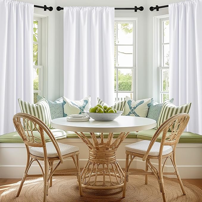 NICETOWN Bedroom 100% Blackout Curtains, 2 Panels, 34 by 84, Snow White, Window Treatment Rod Pocket Curtains/Drapes for Bedroom
