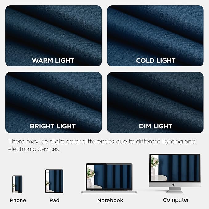 Joydeco Blackout Patio Sliding Door Curtains 96 Inches Long, Grommet Privacy Room Divider Curtains, Extra Wide Thermal Blackout Drapes for Bedroom Living Room (Navy Blue, 60Wx96L, 1 Panel)