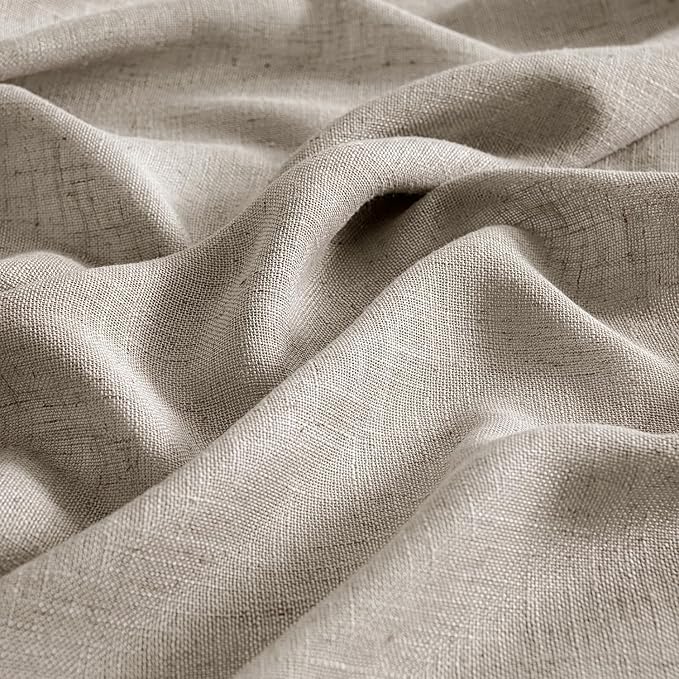 MIULEE Burlywood Birch Linen Curtains 72 Inch Length 2 Panels for Bedroom Living Room, Soft Linen Textured Window Drapes Semi Sheer Light Filtering Back Tab Rod Pocket Farmhouse Burlap Look Decor