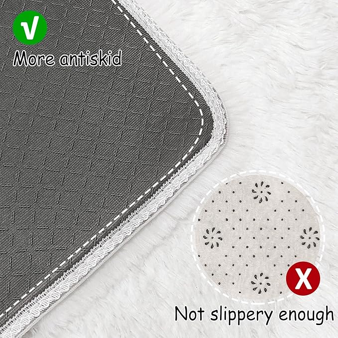 Runner Rug for Bedroom White 2x8ft Fluffy Area Rug Bedside Runner Rug for Kids Room Boys Teens Nursery Baby Living Room Dorm Home Decor Carpets