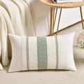 Fancy Homi Set of 1 Sage Green Boho Lumbar Decorative Throw Pillow Covers 14x24 Inch for Living Room Bedroom Couch Bed Sofa, Rustic Retro Cushion Case, Bohemian Room Home Decor