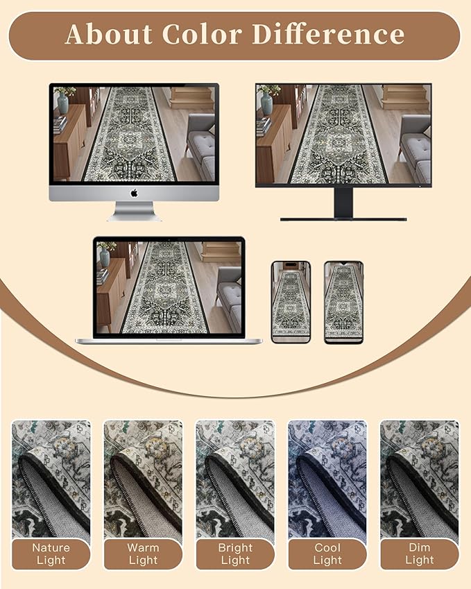 Madane Washable Area Rug 2x3, Small Entryway Rug Non-Slip Vintage Door Mat Indoor Entrance, Low Pile Floor Carpet for Inside Front Door Kitchen Entry (2'x3', Grey Green/Black Olive)
