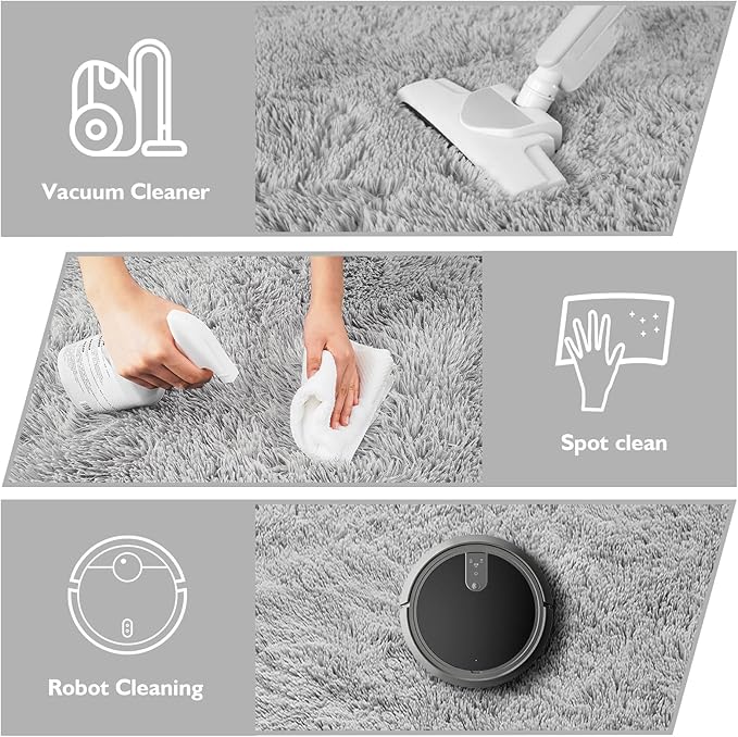 9x12 Fluffy Area Rugs for Living Room,Large Fuzzy Shag Area Rug for Bedroom,Grey Soft Non-Shedding Indoor Plush Carpet for Kids Bedroom Nursery Home Decor