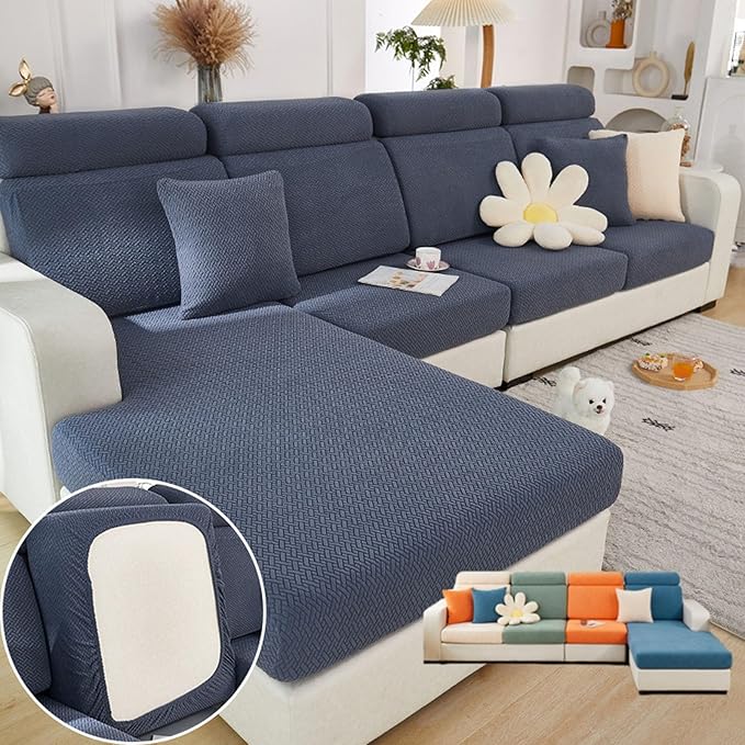 Soothing Home Sofa Covers, Sofa Hero Covers, Wear-Resistant Universal Couch Covers Washable Stretch Sectional Couch Cushion Covers (Metal Grey,Chaise Cover)