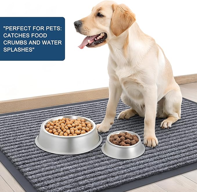 OLANLY Front Door Mat Indoor Outdoor Entrance, 2-Pack 71 x 23 Inch, Waterproof Heavy Duty Doormat, Fade Resistant, Low Profile, Easy Clean Patio Porch Welcome Floor Mats for Entry, Light Gray