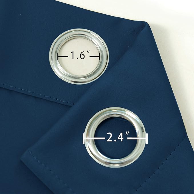LEMOMO Navy Blackout Curtains/38 x 54 Inch Length/Set of Two Panels Grommet Bedroom Curtains