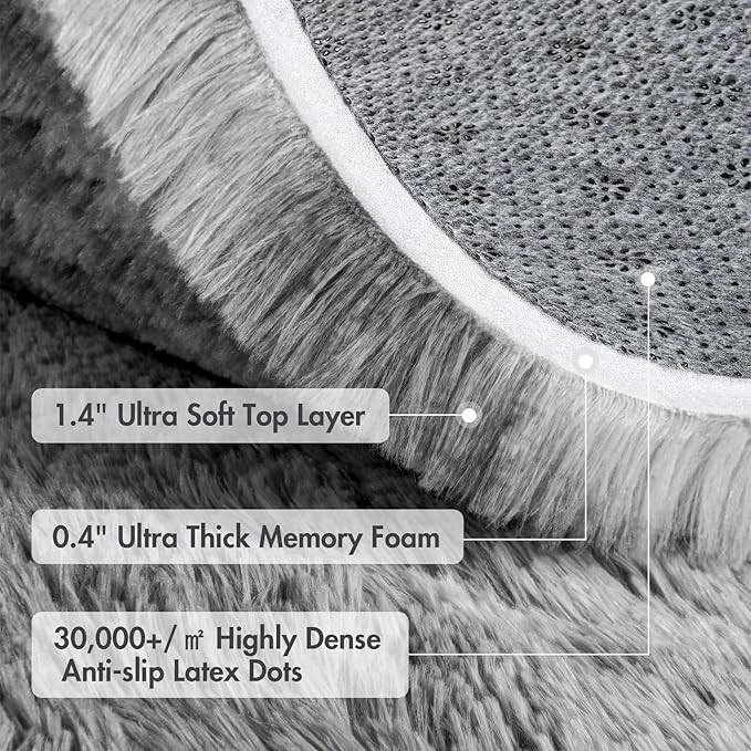 5x7 Ft Shag Area Rug for Bedroom, Tie Dyed Ultra Soft Fluffy Furry Rugs for Living Room Indoor Floor, Aesthetic Carpet for Kids Home Decor (Grey)