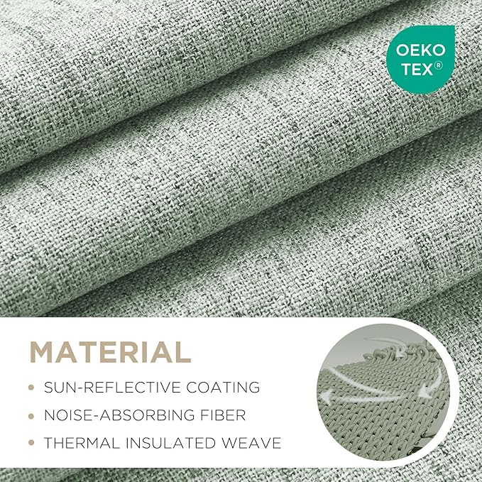 Joydeco Blackout Curtains for Bedroom - 100% Light Blocking 2 Panels Sage Green Drapes 42" W x 84" L, Thermal Insulated Room Darkening Curtains, Linen Textured for Living Room, Rod Pocket & Back Tabs