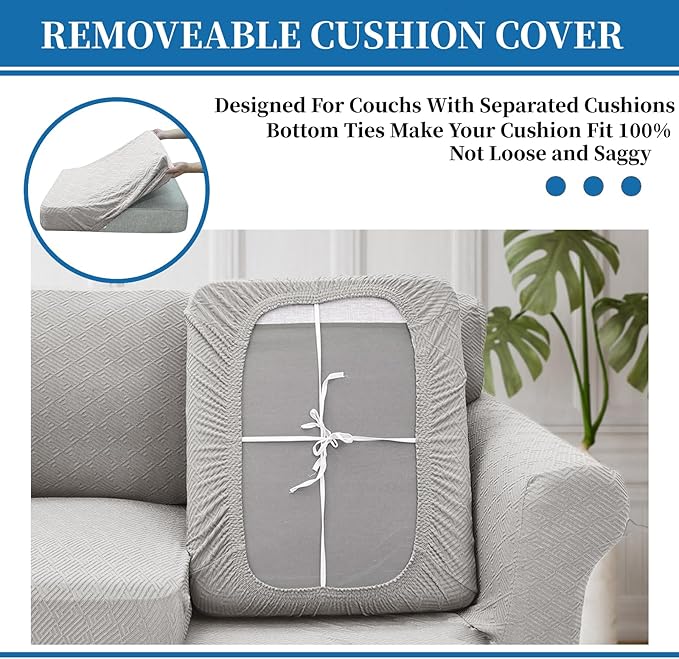 XINEAGE 2026 New 3 Pieces Couch Covers for 2 Extra Large Cushion Sofa Super Stretch Sofa Cover for 2 Large Seat Universal Loveseat Slip Cover for Living Room (Silver Grey), 71"-91"(2 Cushions)